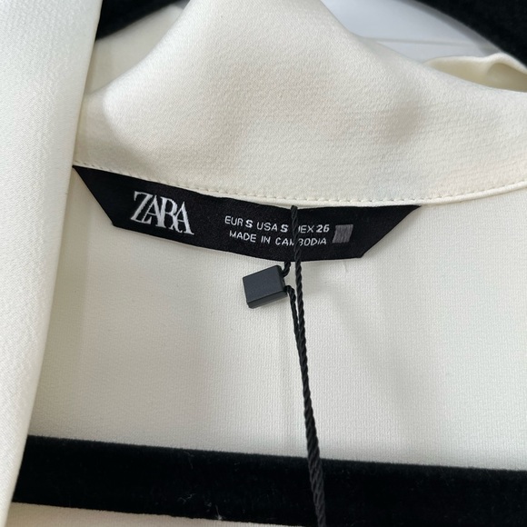 Zara Bow Trim Satin Effect Blouse - Picture 6 of 11